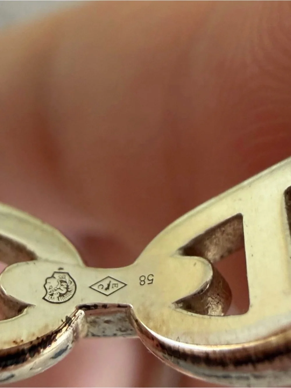 Hermes Chaine d’Ancre Enchainee Small Silver Ring size 58